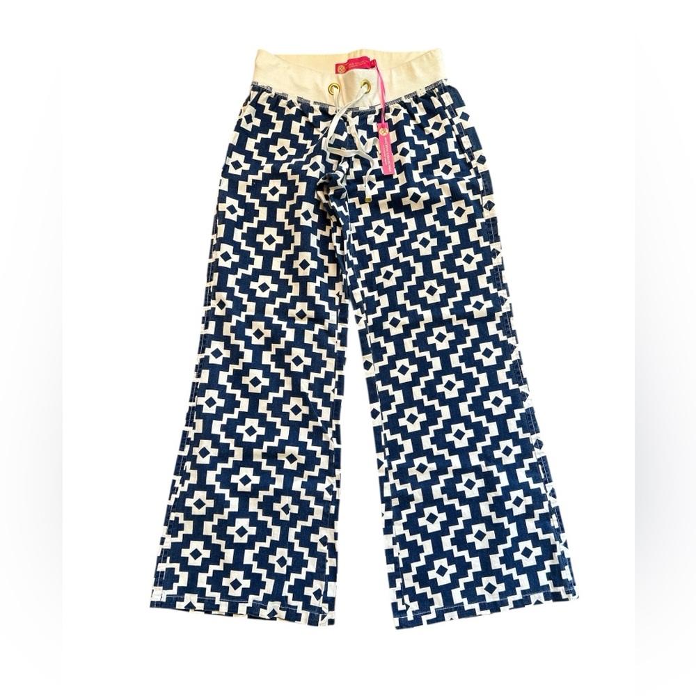 Macbeth Collection by Margaret Josephs Blue/White Beach Pants size small, NWT!